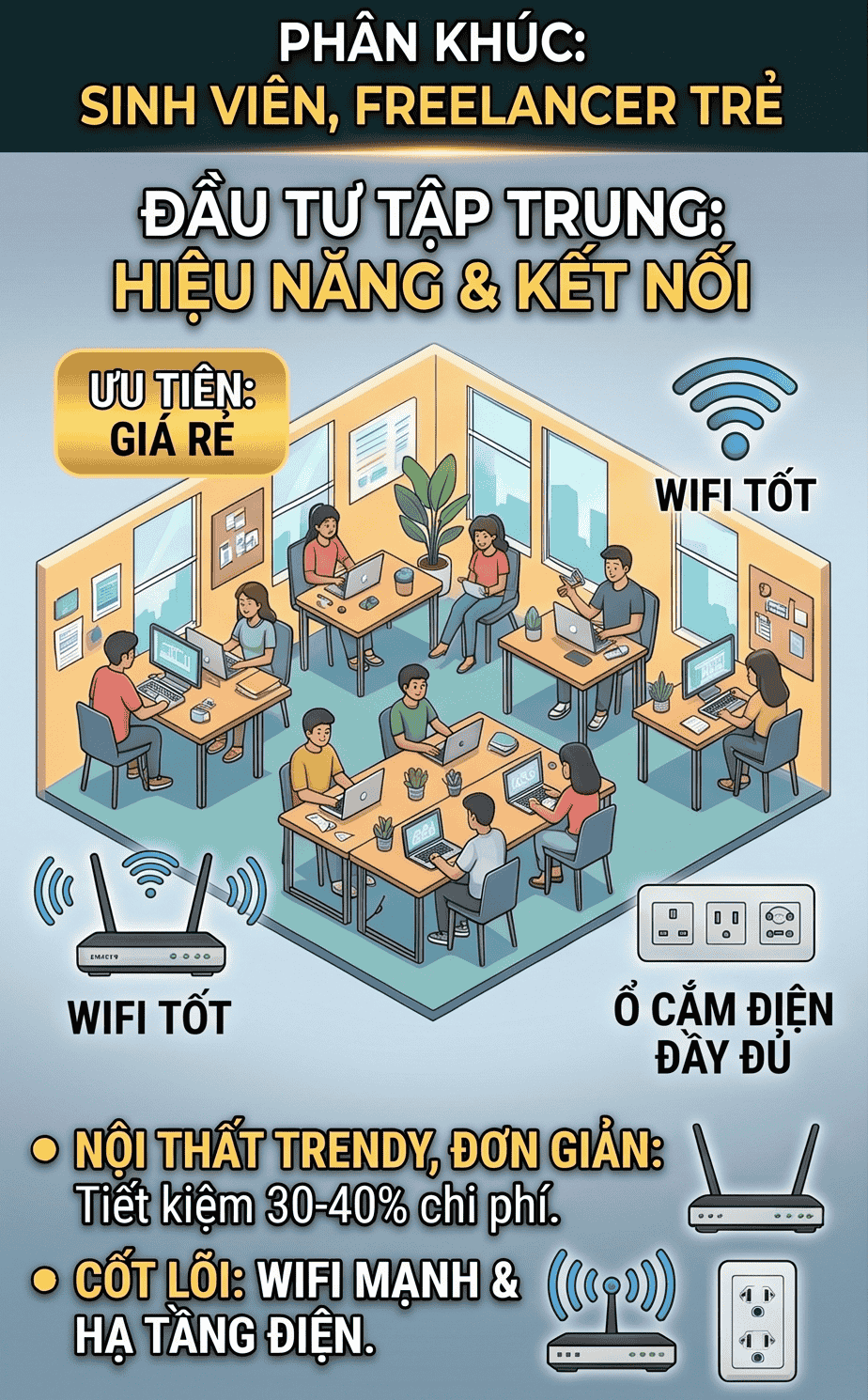 Chi phí đầu tư mô hình cafe coworking